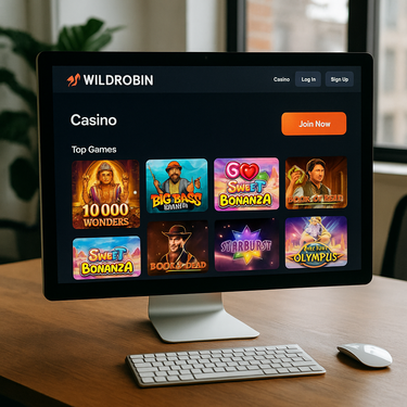 WildRobin Casino - Moderní design lobby - Přehledné rozložení her